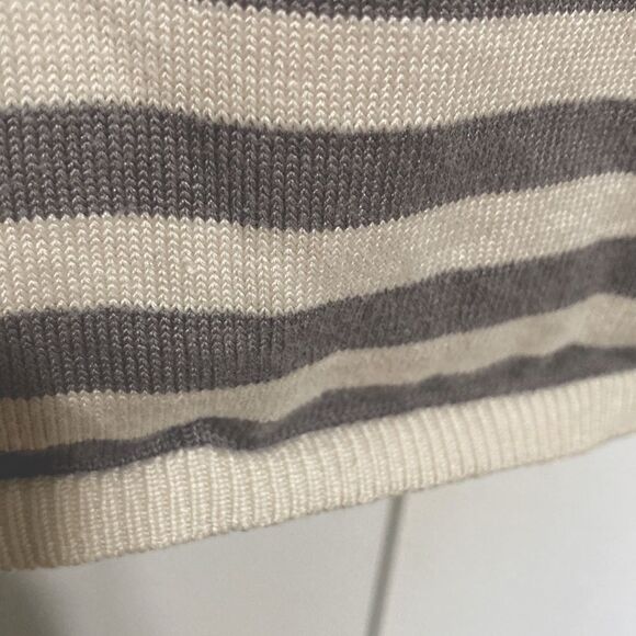 TALBOTS SILK Striped Gray White Short Sleeve Sweater Women's Medium - Picture 10 of 13